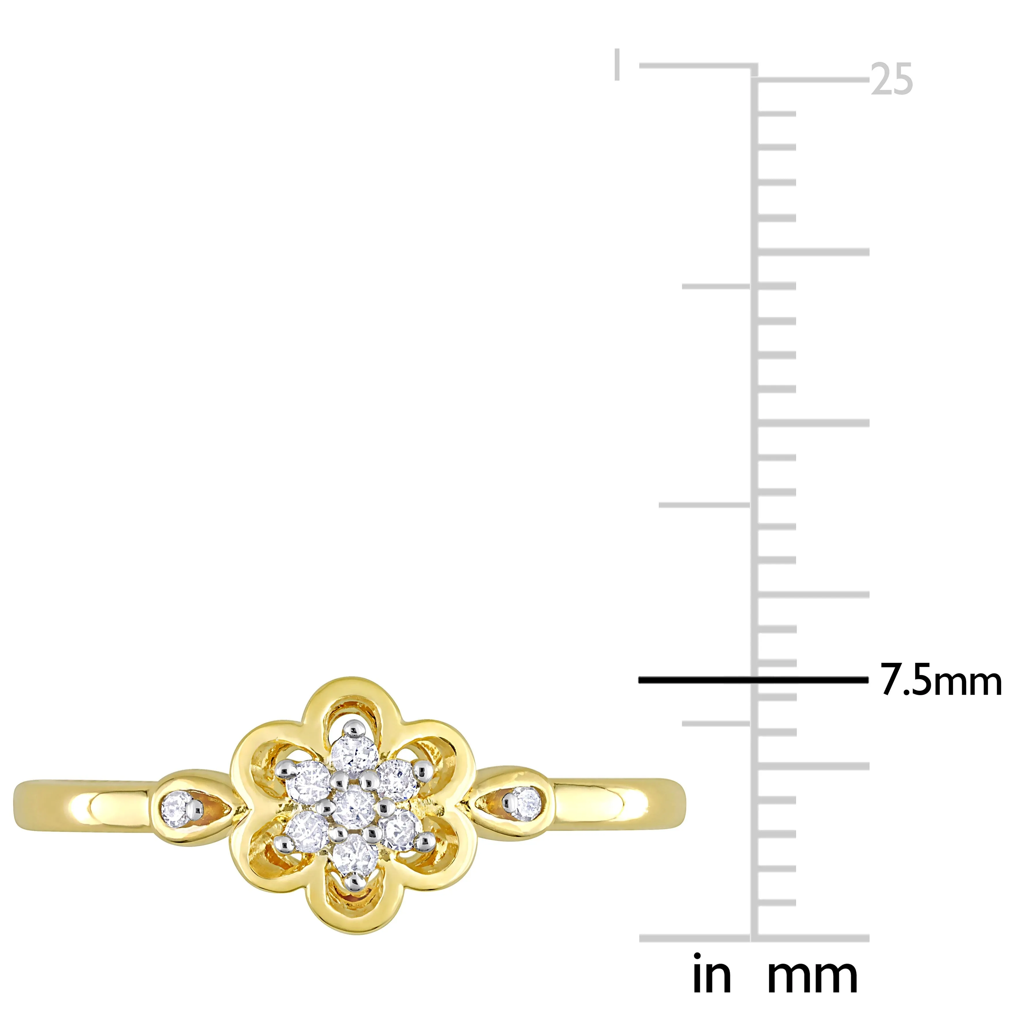Miadora 1/10ct TDW Diamond Flower Ring in Yellow Silver sold by Zulily product image thumbnail 3
