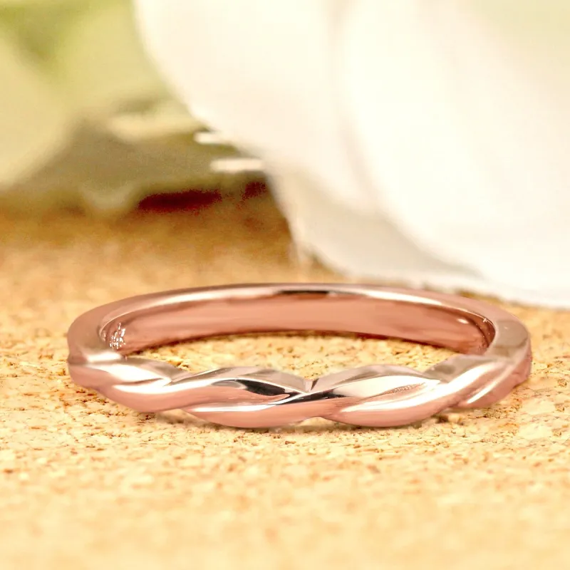 Auriya 14k Gold Ultra-thin Twisted Stackable Wedding Band sold by Zulily