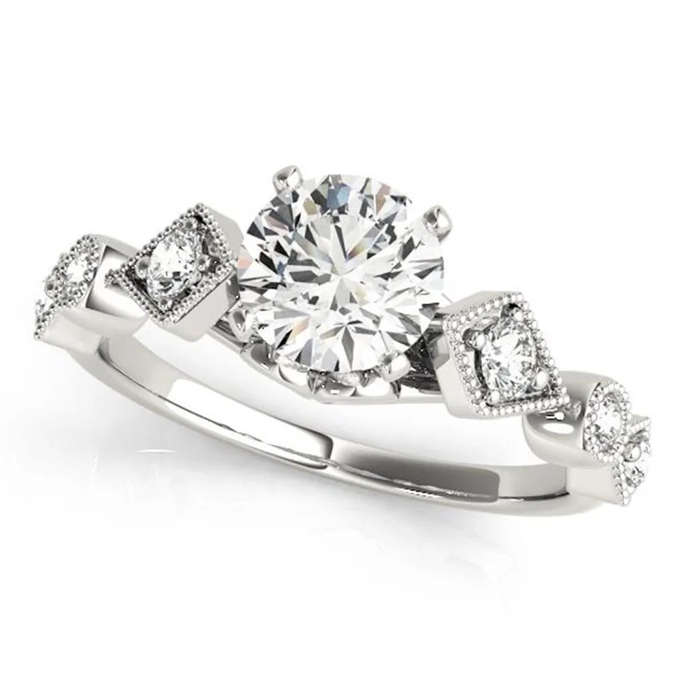 Auriya Vintage Round 1 1/2ct Moissanite and 1/6cttw Diamond Engagement Ring 14K Gold sold by Zulily