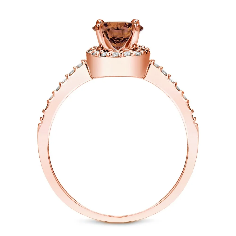 Auriya 14k Rose Gold 1ctw Brown Diamond Halo Engagement Ring Set sold by Zulily product image thumbnail 3