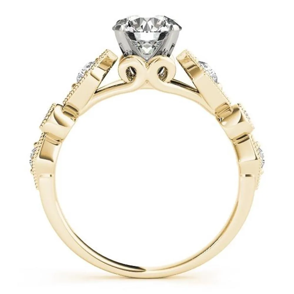 Auriya Vintage Round 1 1/2ct Moissanite and 1/6cttw Diamond Engagement Ring 14K Gold sold by Zulily product image thumbnail 5