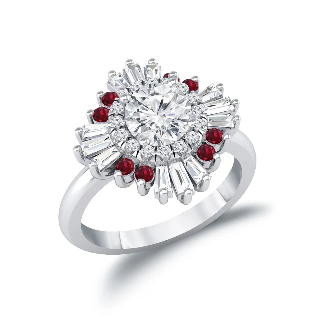 Auriya Vintage Ballerina 3/4ct Moissanite and Red Ruby & Halo Diamond Engagement Ring 14k Gold sold by Zulily product image thumbnail 5