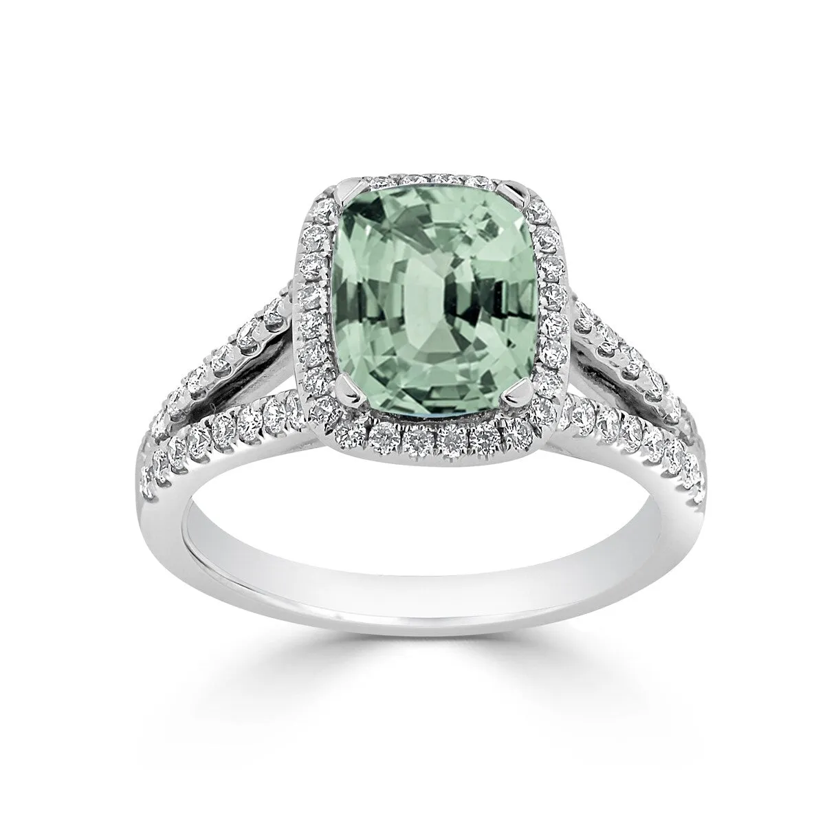 Auriya 1ct Cushion-cut Green Amethyst and Halo Diamond Engagement Ring 3/8cttw 14K Gold sold by Zulily product image thumbnail 3