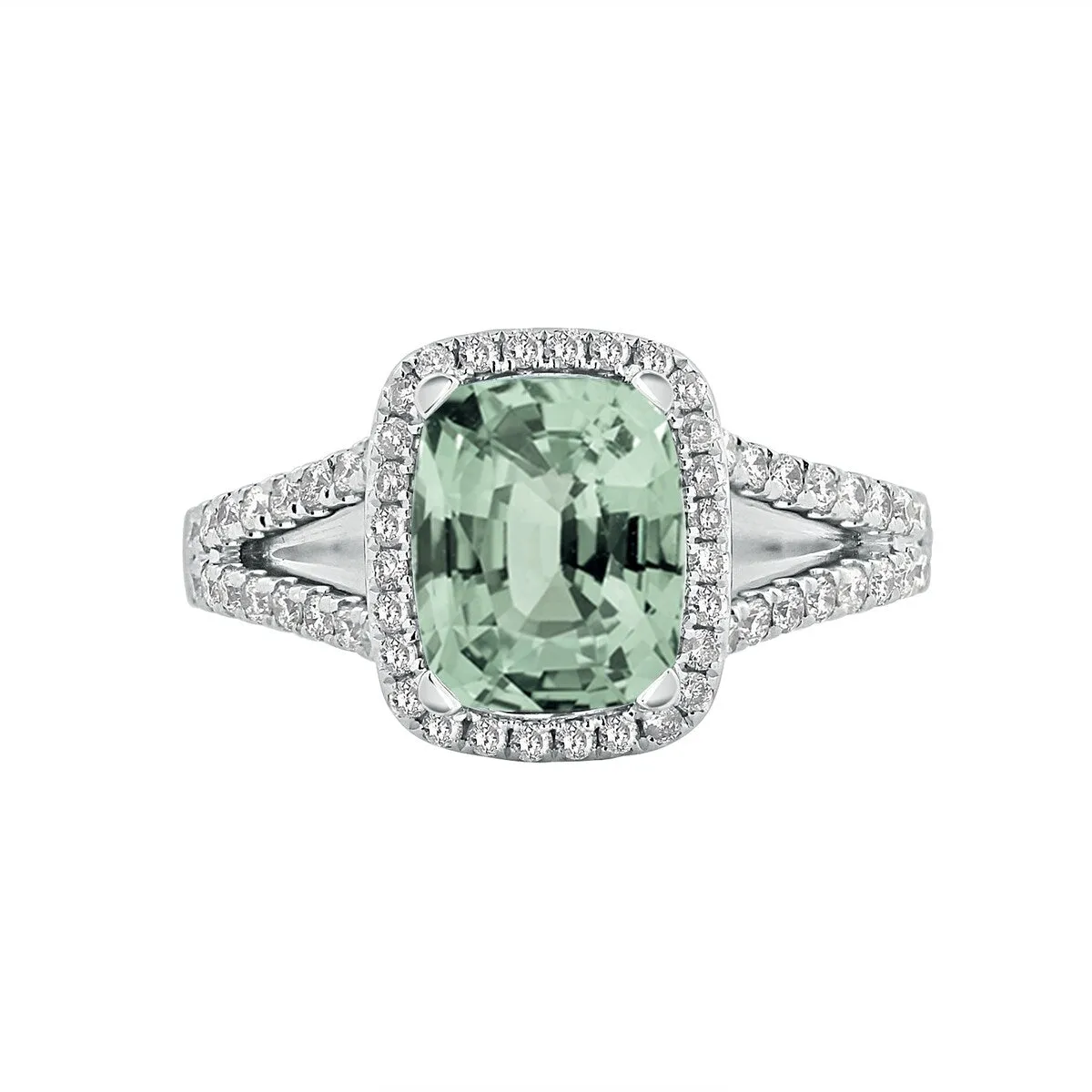 Auriya 1ct Cushion-cut Green Amethyst and Halo Diamond Engagement Ring 3/8cttw 14K Gold sold by Zulily product image thumbnail 2