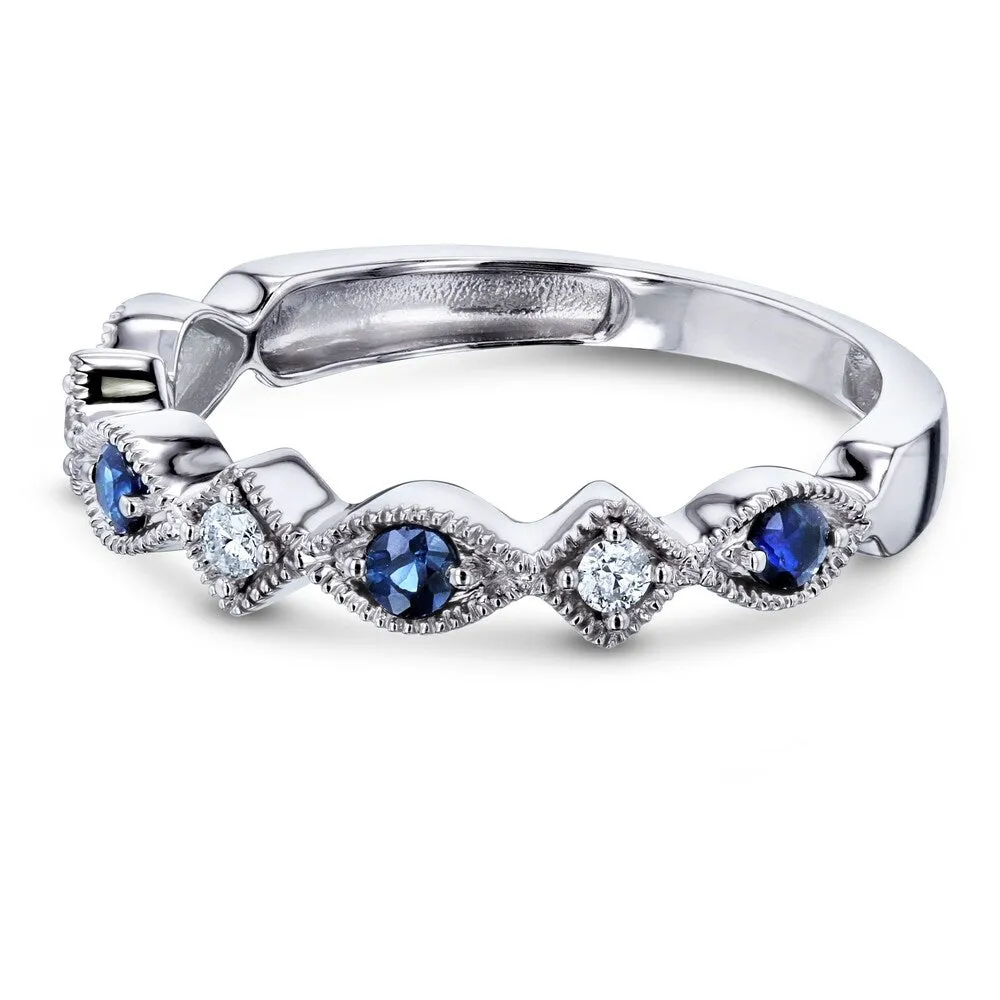 Annello by Kobelli 10k White Gold 1/5ct.tw Alternating Sapphire and Diamond Patterned Fashion Stackable Ring sold by Zulily product image thumbnail 2