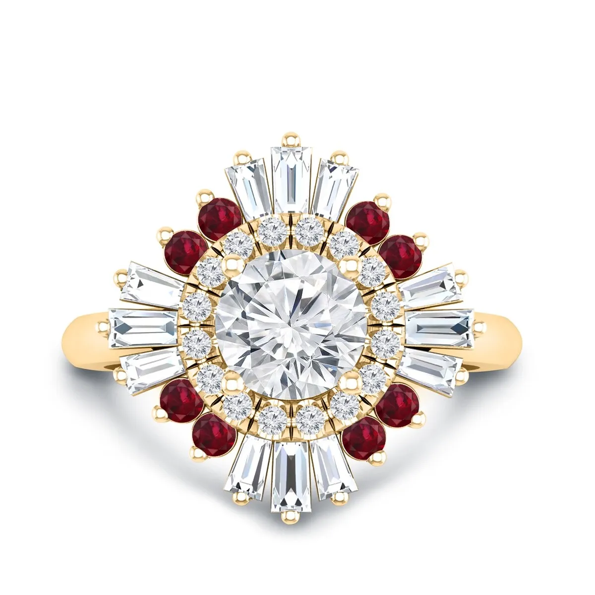 Auriya Vintage Ballerina 3/4ct Moissanite and Red Ruby & Halo Diamond Engagement Ring 14k Gold sold by Zulily product image thumbnail 2