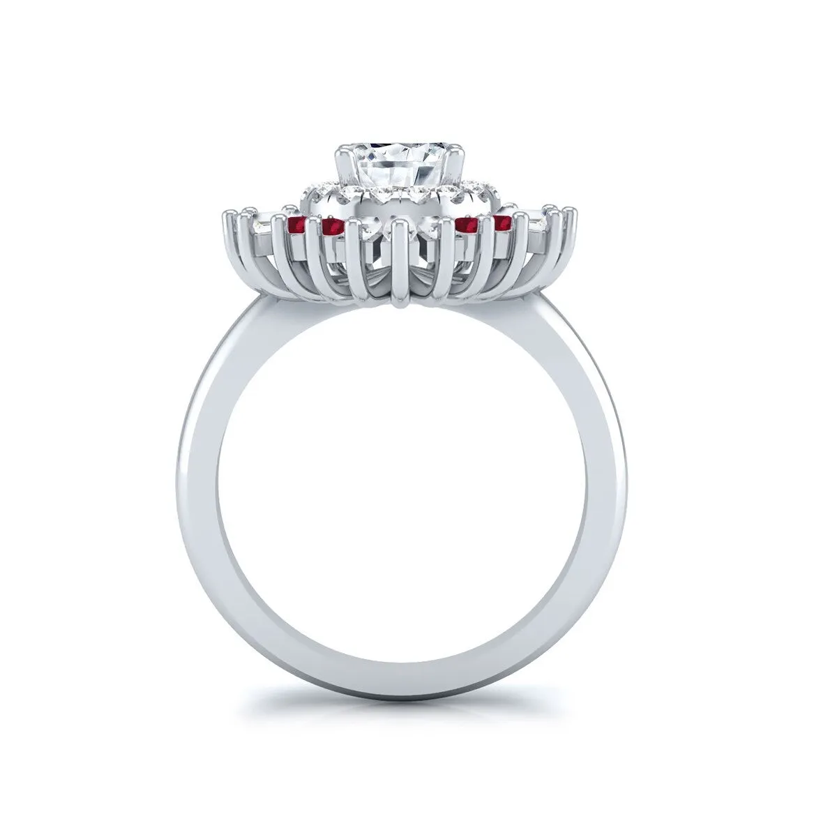 Auriya Vintage Ballerina 3/4ct Moissanite and Red Ruby & Halo Diamond Engagement Ring 14k Gold sold by Zulily product image thumbnail 4