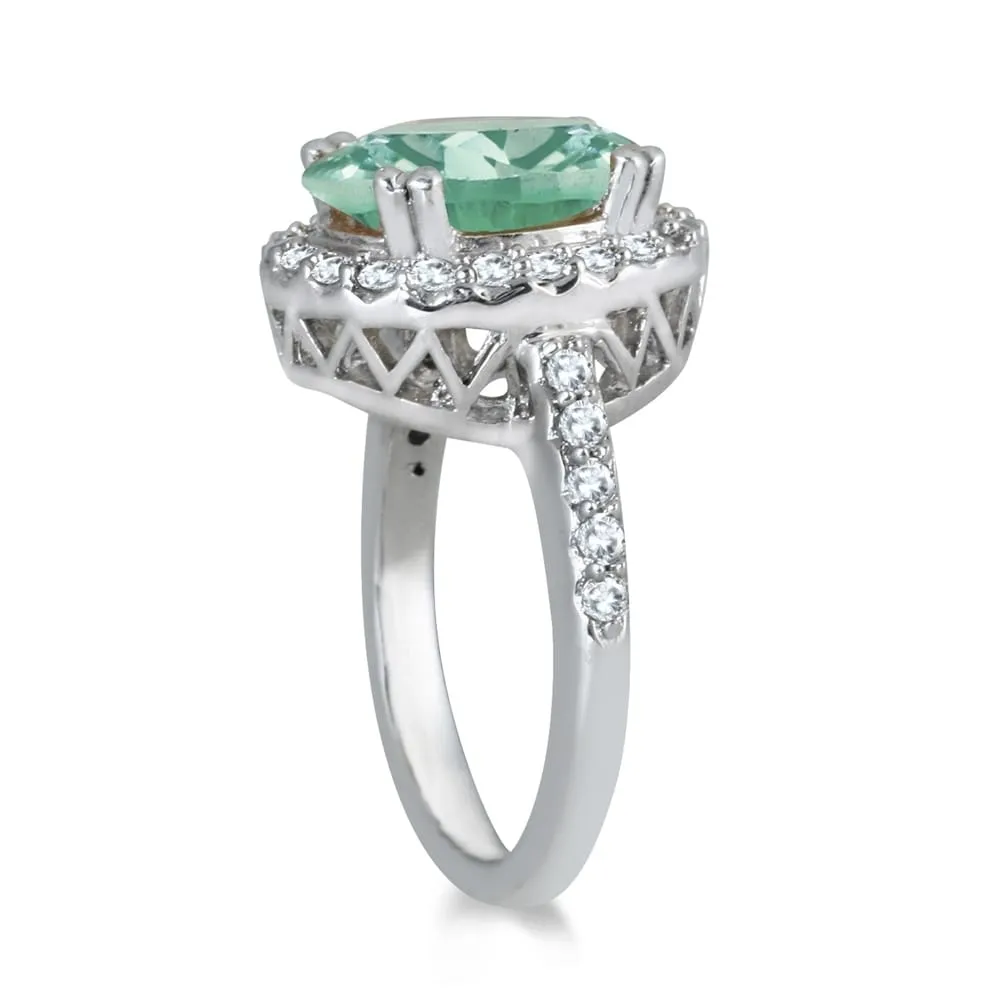 5 Carat Green Amethyst and Diamond Ring in 14K White Gold sold by Zulily product image thumbnail 2