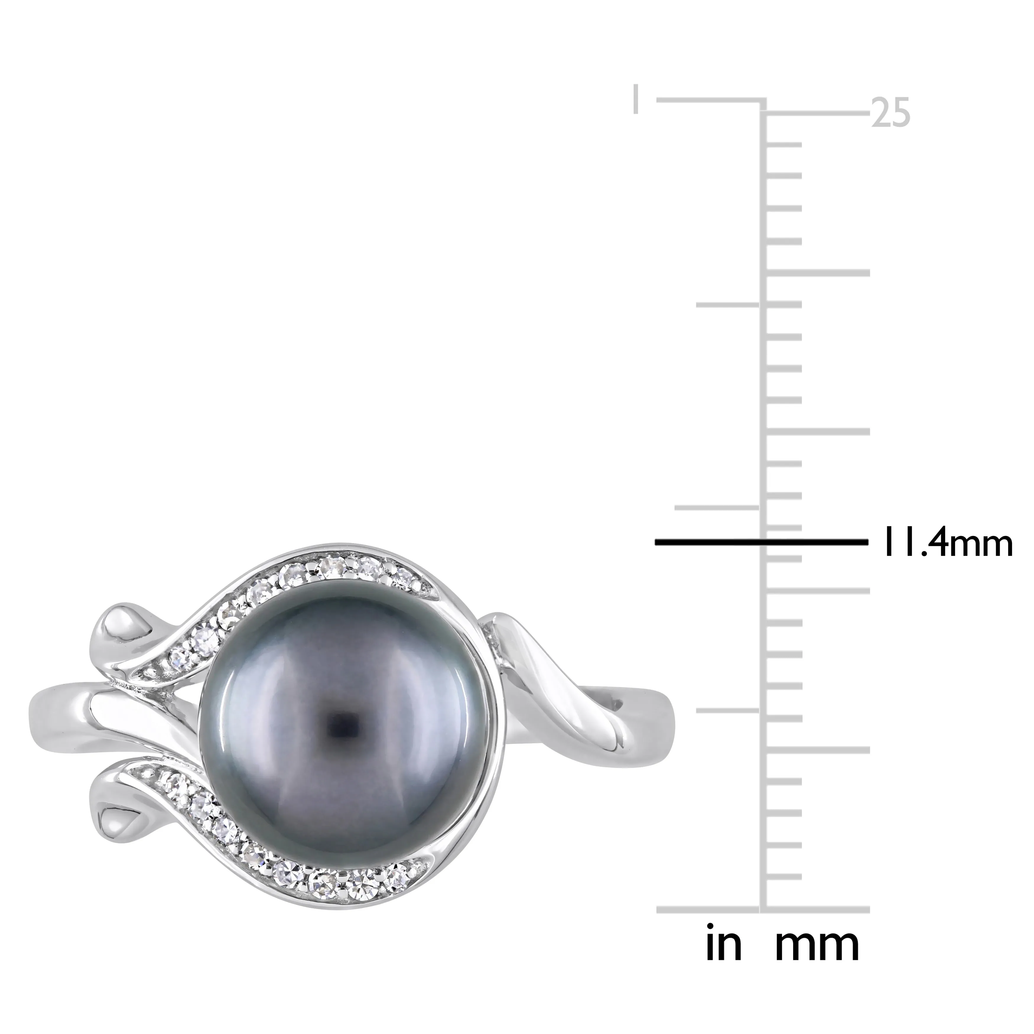 Miadora 8.5-9mm Black Tahitian Pearl and Diamond Accent Ring in 14k White Gold sold by Zulily product image thumbnail 4