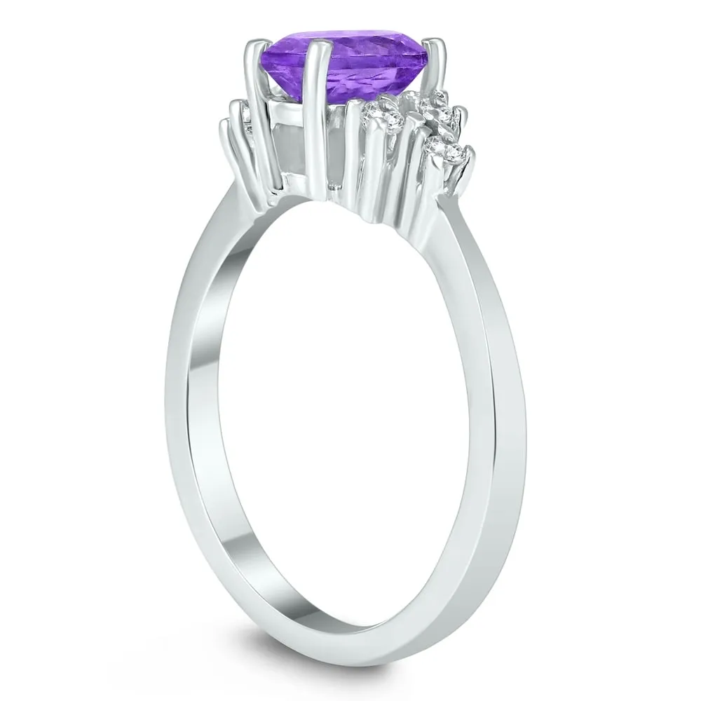 7X5MM Amethyst and Diamond Regal Ring in 10K White Gold sold by Zulily product image thumbnail 2