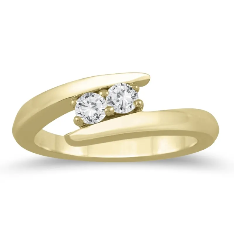 1/4 Carat TW Two Stone Diamond Ring in 10K Yellow Gold sold by Zulily
