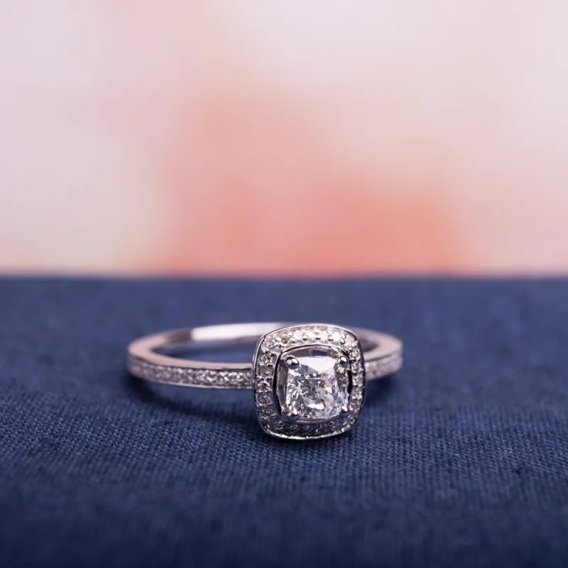 Miadora Signature Collection 14k White Gold 3/4ct TDW Cushion and Round Cut Diamond Halo Engagement Ring (G-H, I1-I2) sold by Zulily