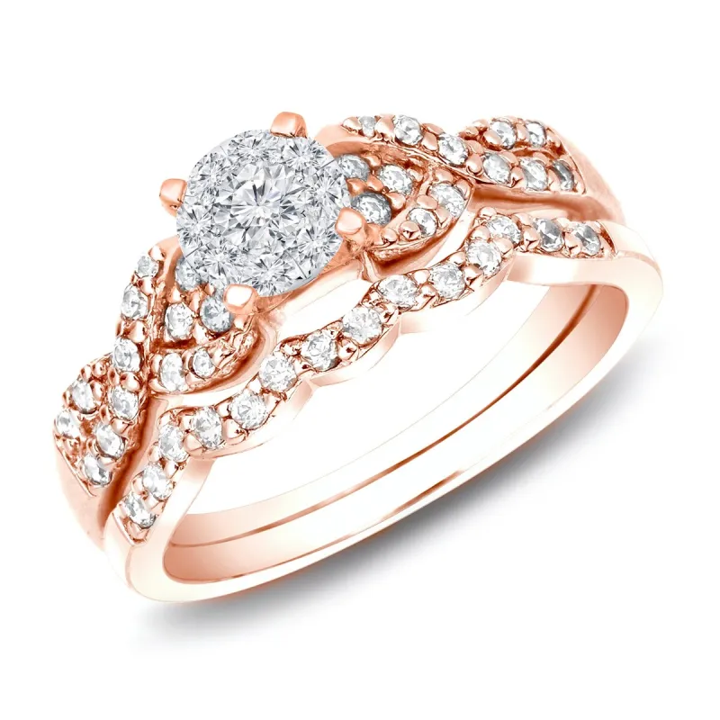Auriya 1/2ctw Braided Twist Diamond Engagement Ring Set 14k Rose Gold sold by Zulily