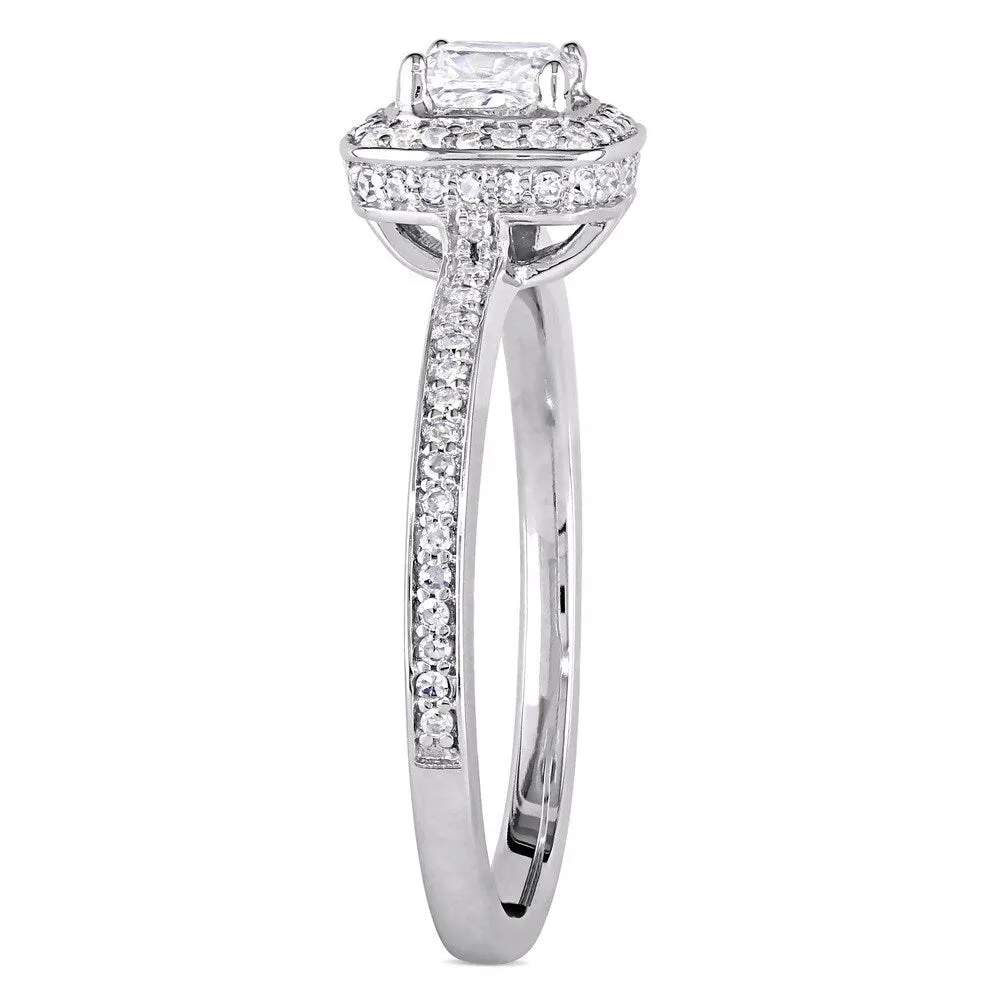 Miadora Signature Collection 14k White Gold 3/4ct TDW Cushion and Round Cut Diamond Halo Engagement Ring (G-H, I1-I2) sold by Zulily product image thumbnail 4