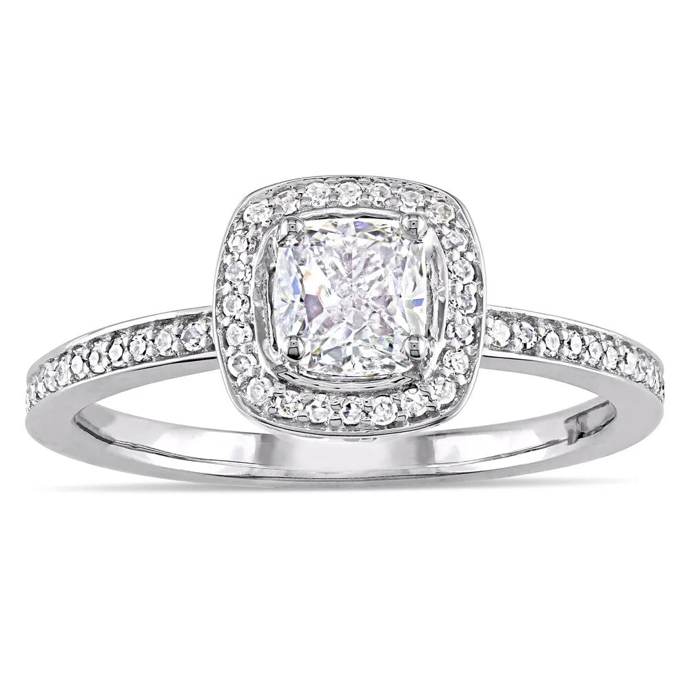 Miadora Signature Collection 14k White Gold 3/4ct TDW Cushion and Round Cut Diamond Halo Engagement Ring (G-H, I1-I2) sold by Zulily product image thumbnail 2