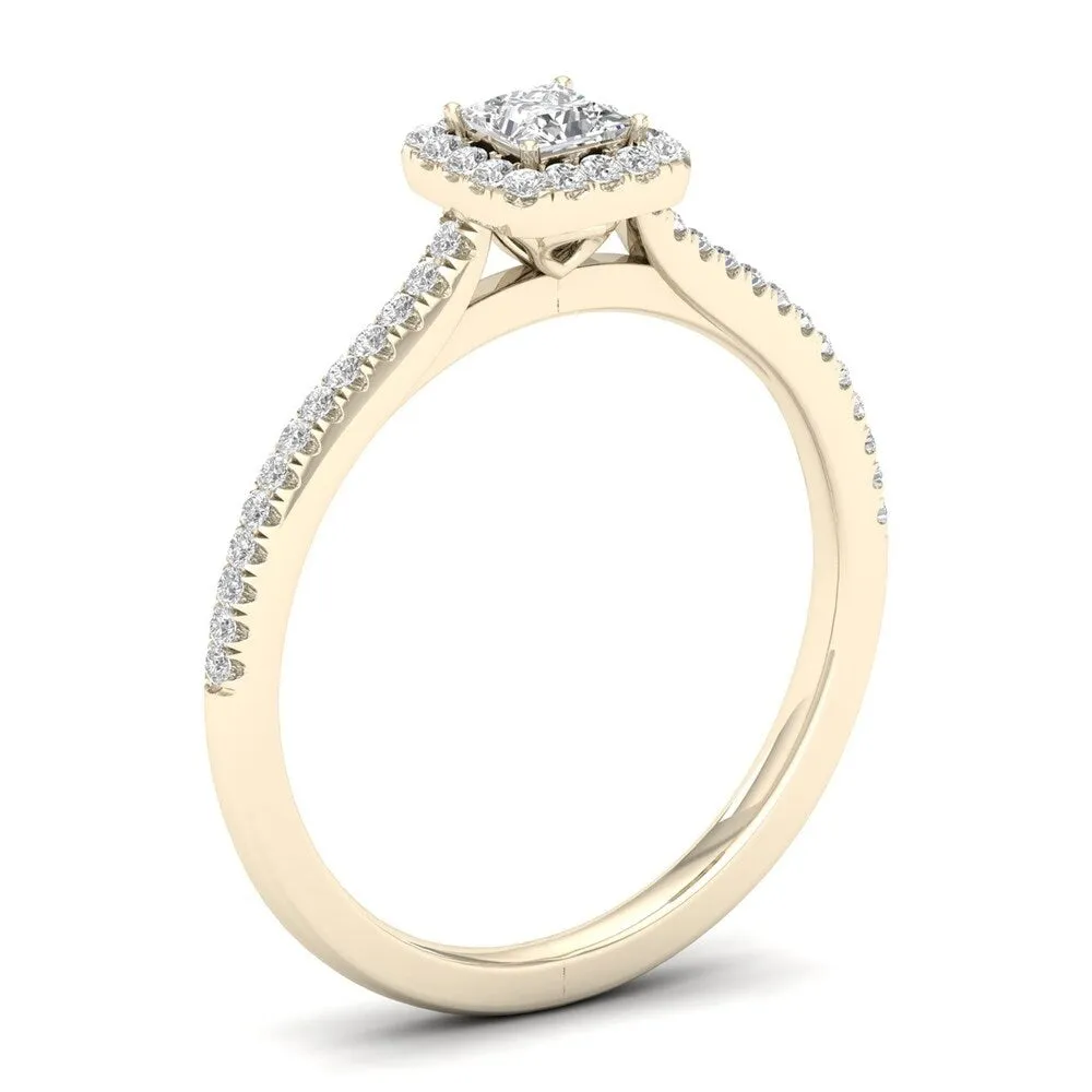 De Couer 10k Gold 1/3ct TDW Diamond Halo Engagement Ring - White sold by Zulily