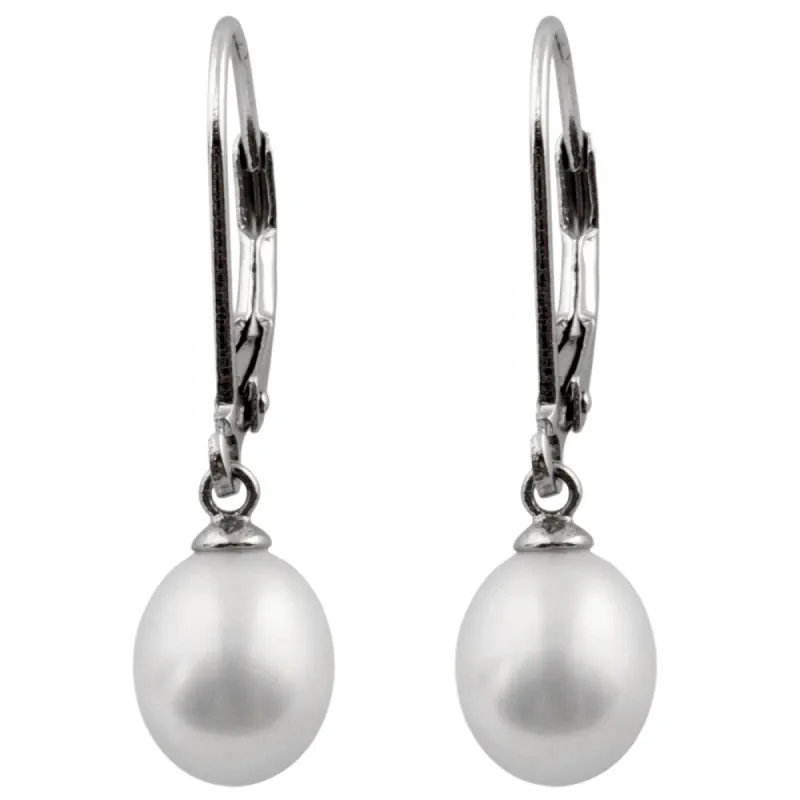 Sterling Silver Pearl Drop-shaped Leverback Earrings sold by Zulily