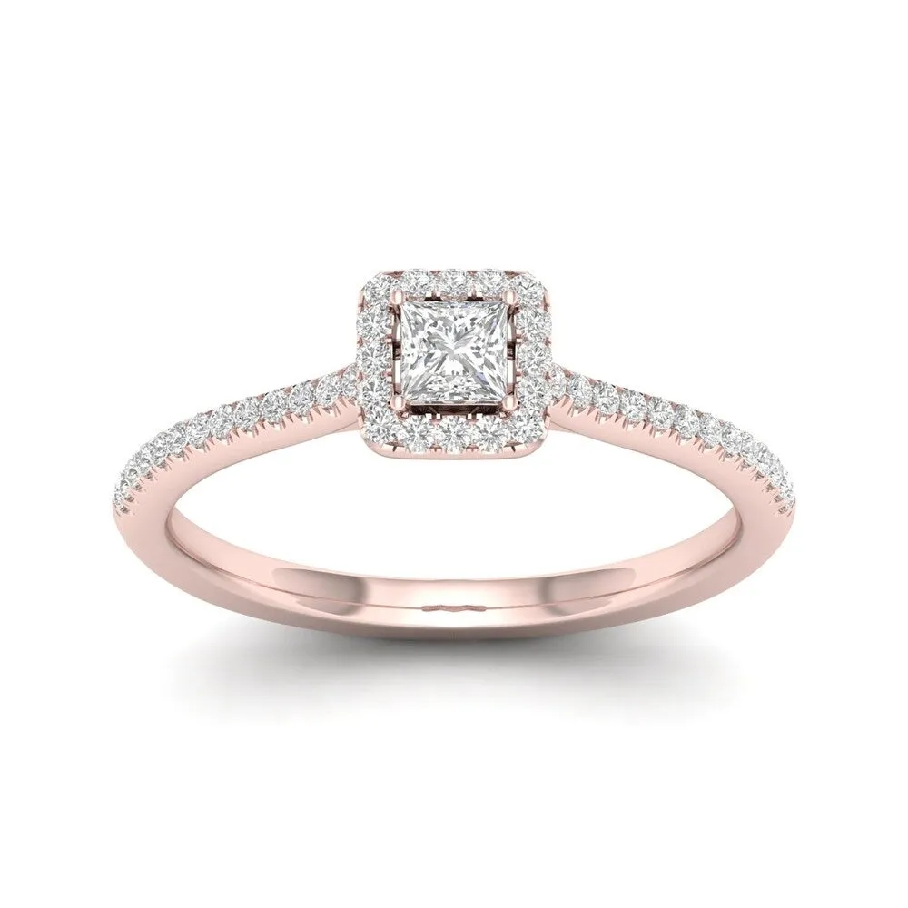 De Couer 10k Gold 1/3ct TDW Diamond Halo Engagement Ring - White sold by Zulily product image thumbnail 4