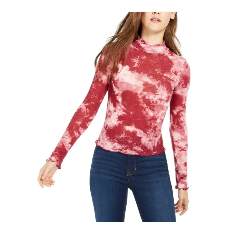 Planet Gold Women's Juniors Waffle Tie-ye Pullover Top Red Size XS sold by Zulily