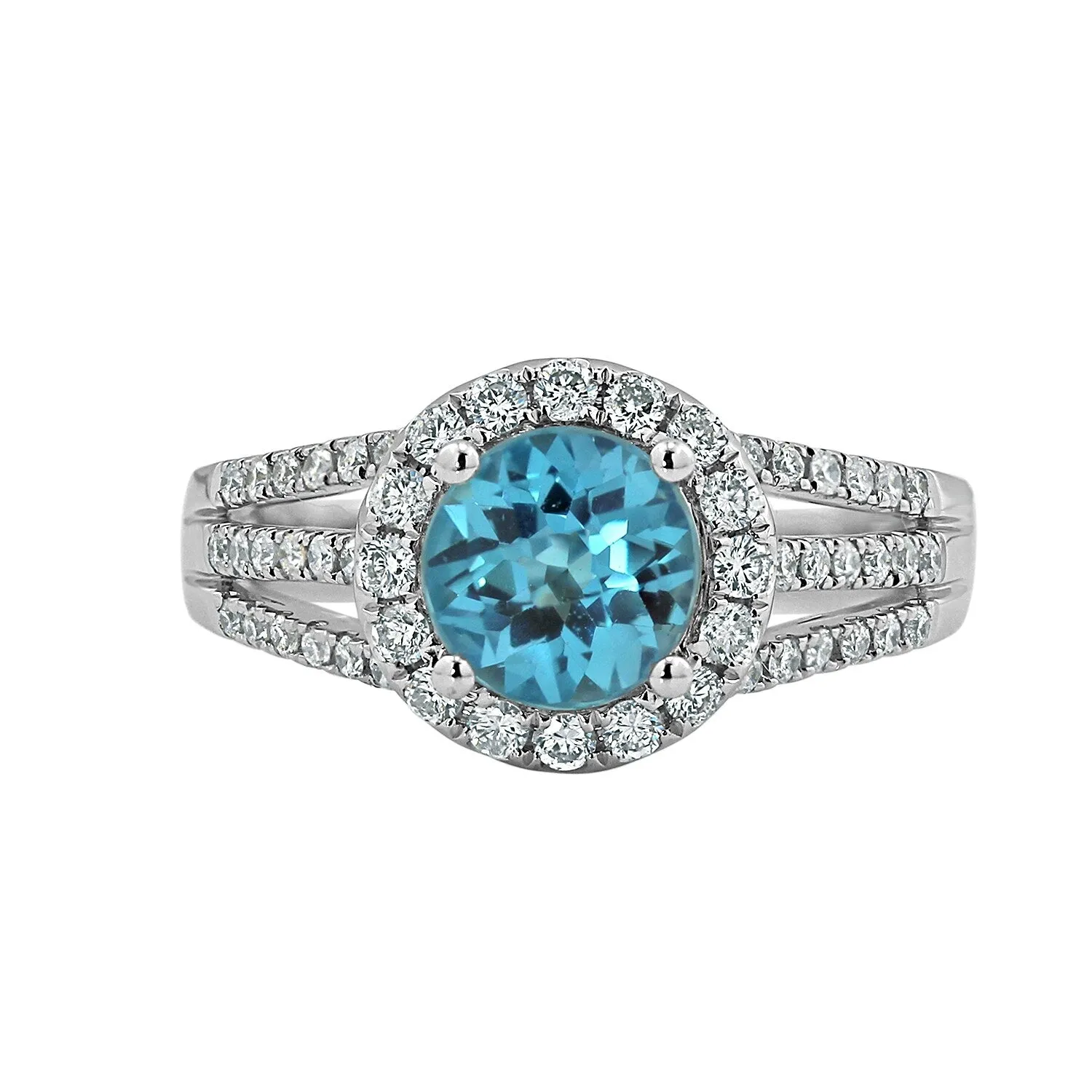Auriya Modern 1 3/8ct Sky Blue Topaz and Halo Diamond Engagement Ring 1/2cttw 14k Gold sold by Zulily product image thumbnail 3