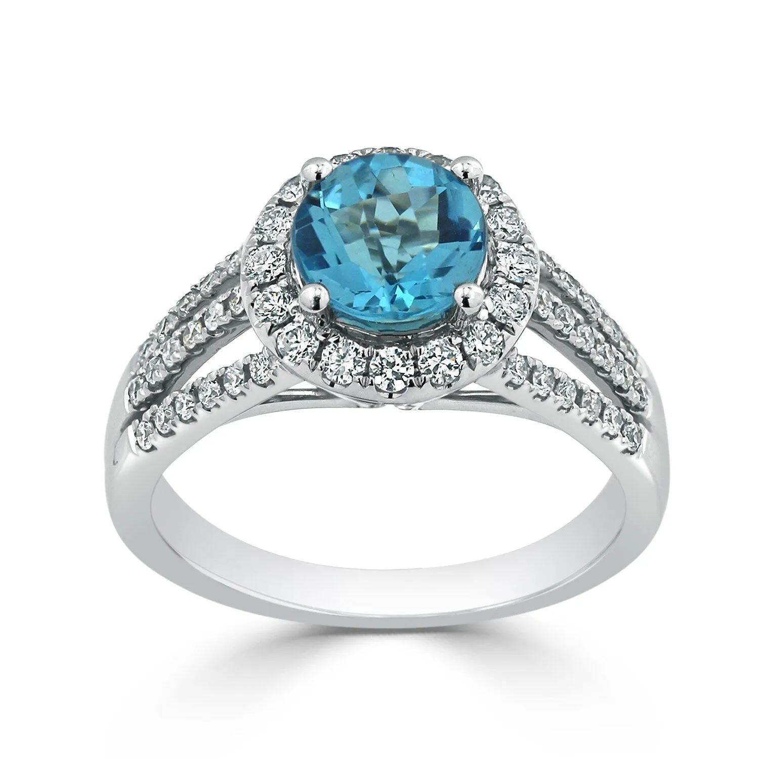 Auriya Modern 1 3/8ct Sky Blue Topaz and Halo Diamond Engagement Ring 1/2cttw 14k Gold sold by Zulily product image thumbnail 4