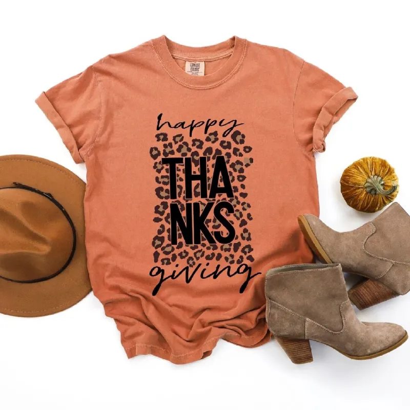 Happy Thanksgiving Leopard Garment Dyed Tee sold by Zulily