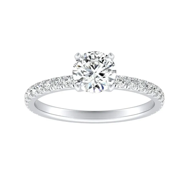 Auriya 14k Gold Classic 1/2ct Moissanite and Diamond Engagement Ring 1/3ctw sold by Zulily