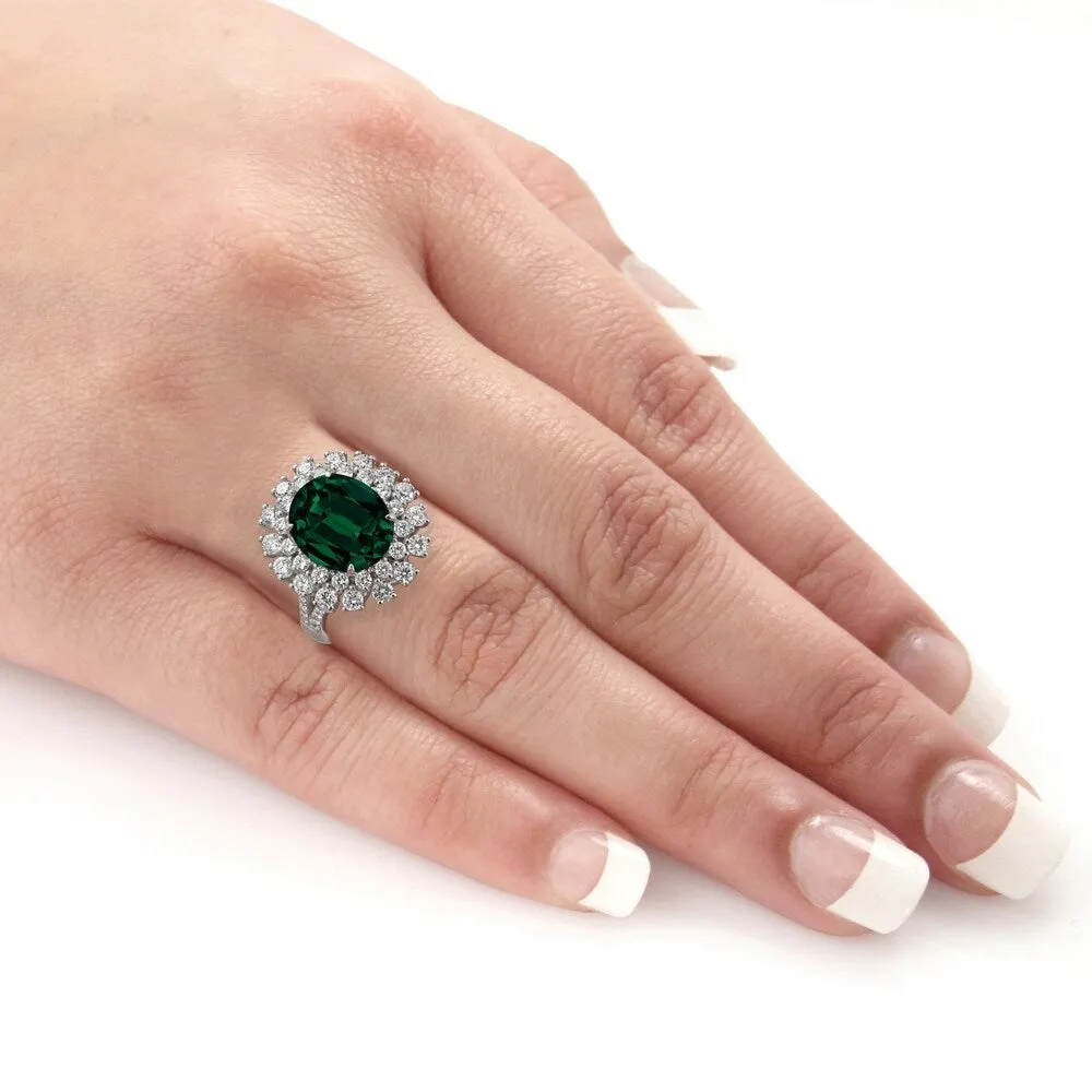 Auriya 3 3/4ct Oval-cut Emerald and Halo Diamond Ring 1 3/8ctw 18K Gold sold by Zulily product image thumbnail 5