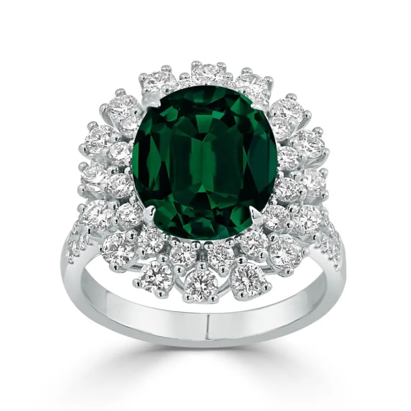 Auriya 3 3/4ct Oval-cut Emerald and Halo Diamond Ring 1 3/8ctw 18K Gold sold by Zulily