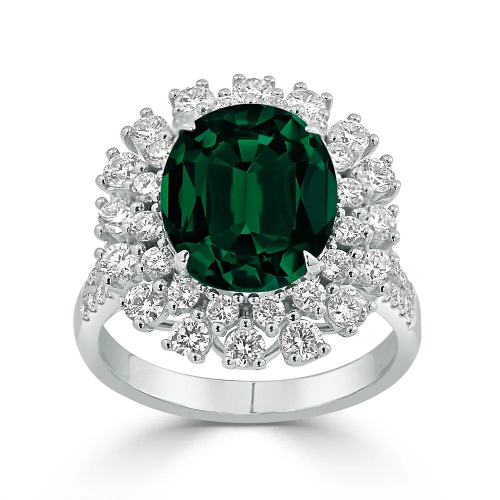 Auriya 3 3/4ct Oval-cut Emerald and Halo Diamond Ring 1 3/8ctw 18K Gold sold by Zulily