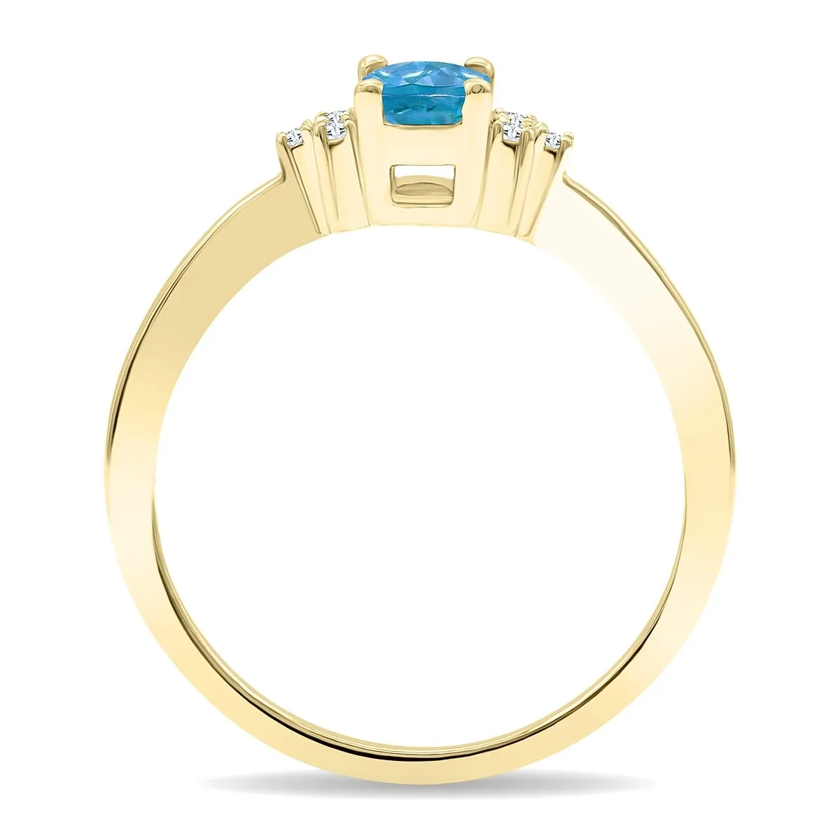 Women's Oval Shaped Blue Topaz and Diamond Half Moon Ring in 10K Yellow Gold sold by Zulily product image thumbnail 2