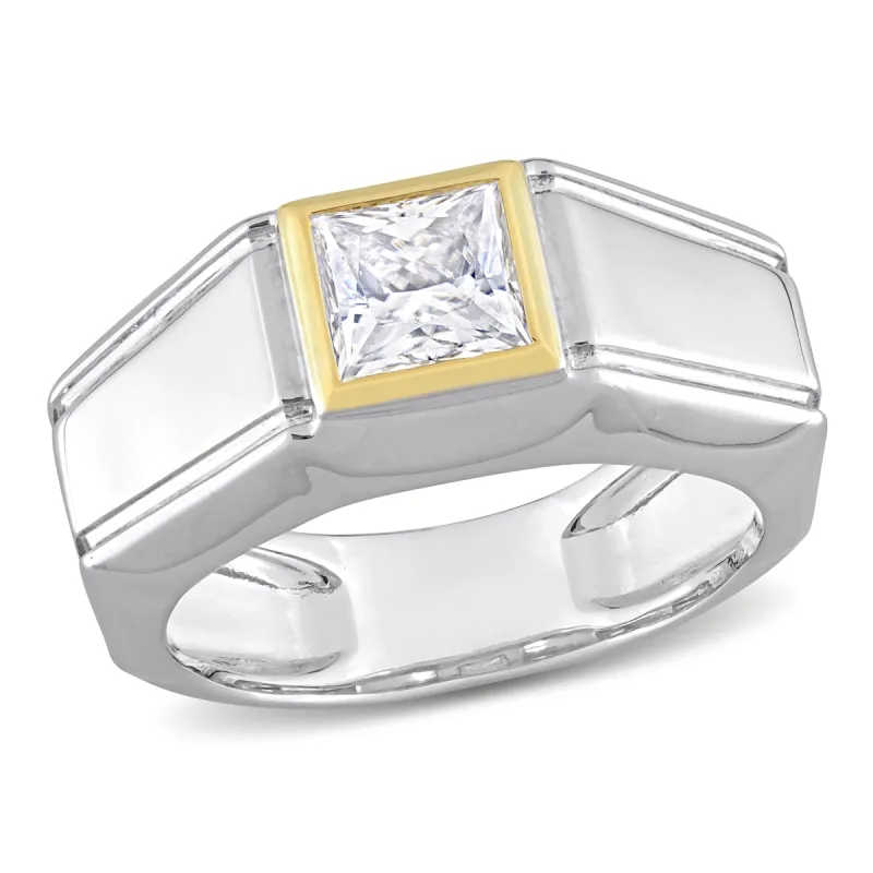 Miadora 1 1/5ct TDW Moissanite Solitaire Mens Ring in Two-Tone Sterling Silver sold by Zulily