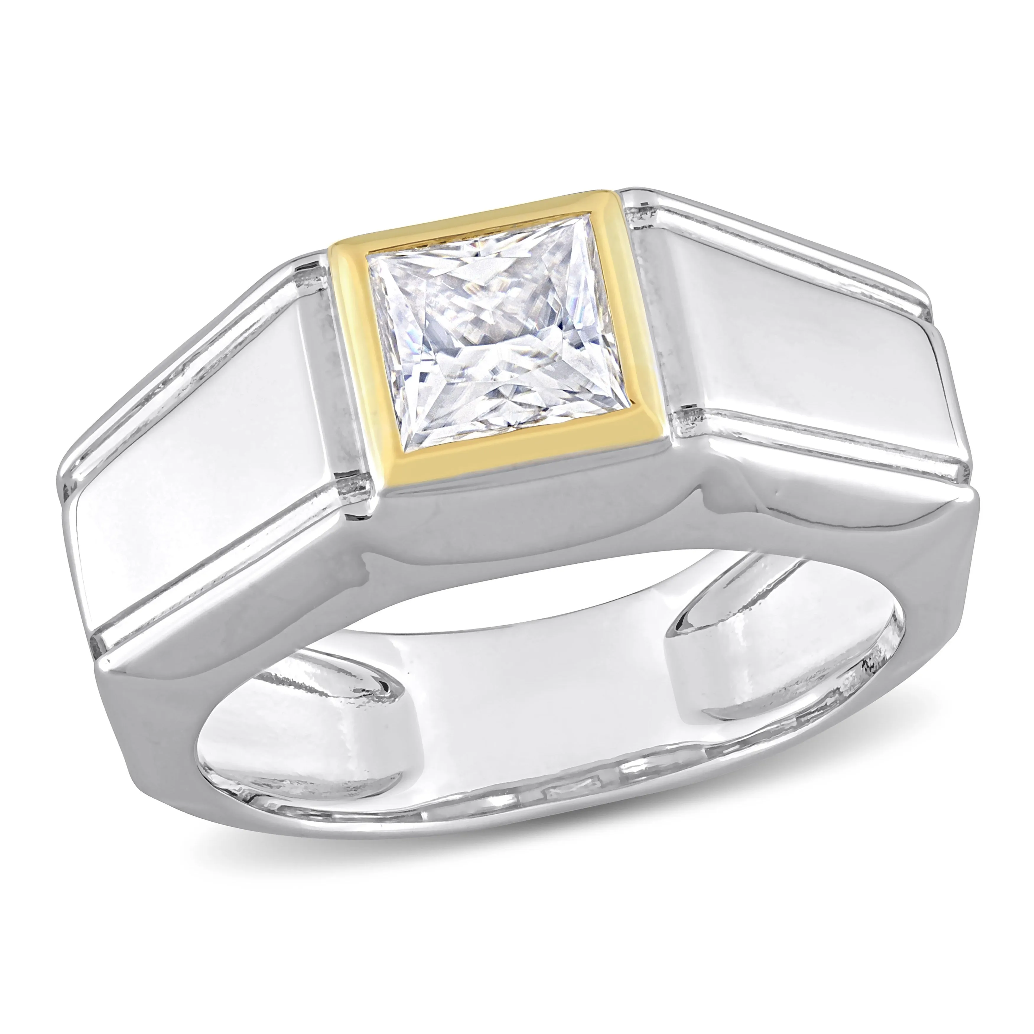 Miadora 1 1/5ct TDW Moissanite Solitaire Mens Ring in Two-Tone Sterling Silver sold by Zulily