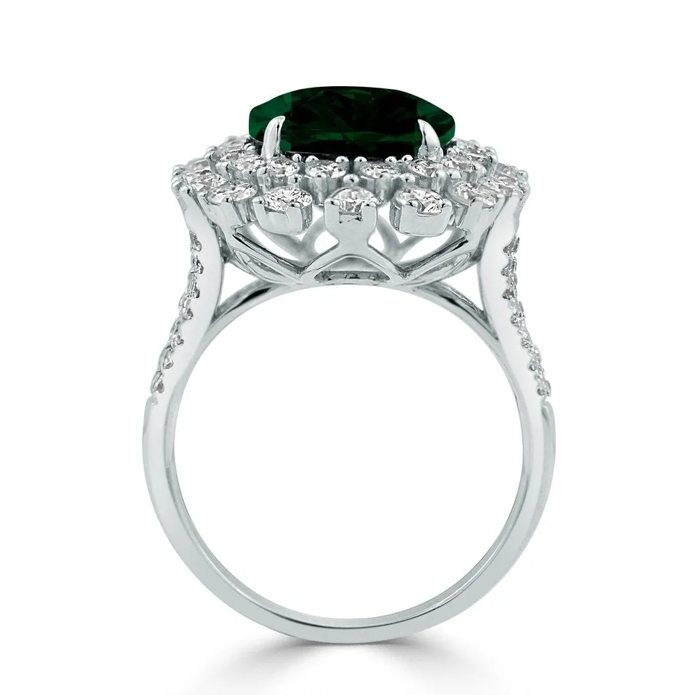Auriya 3 3/4ct Oval-cut Emerald and Halo Diamond Ring 1 3/8ctw 18K Gold sold by Zulily product image thumbnail 4