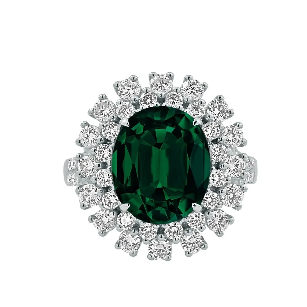 Auriya 3 3/4ct Oval-cut Emerald and Halo Diamond Ring 1 3/8ctw 18K Gold sold by Zulily product image thumbnail 2