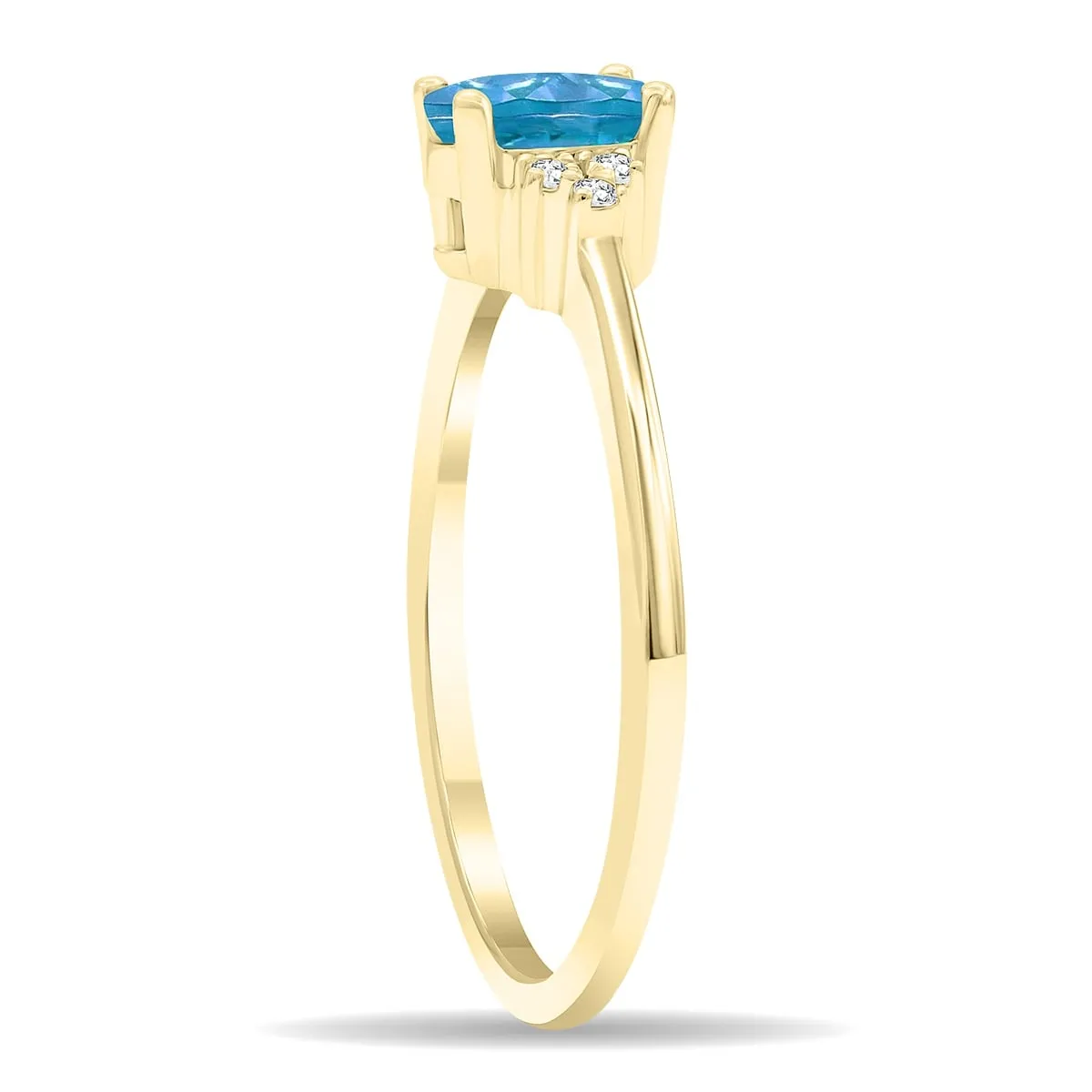Women's Oval Shaped Blue Topaz and Diamond Half Moon Ring in 10K Yellow Gold sold by Zulily product image thumbnail 3