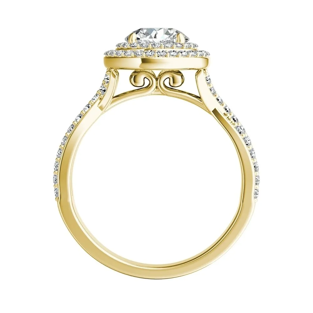 Auriya 14k Gold 2 1/2ct Round Moissanite and 3/8ct TDW Double Halo Diamond Engagement Ring sold by Zulily product image thumbnail 5