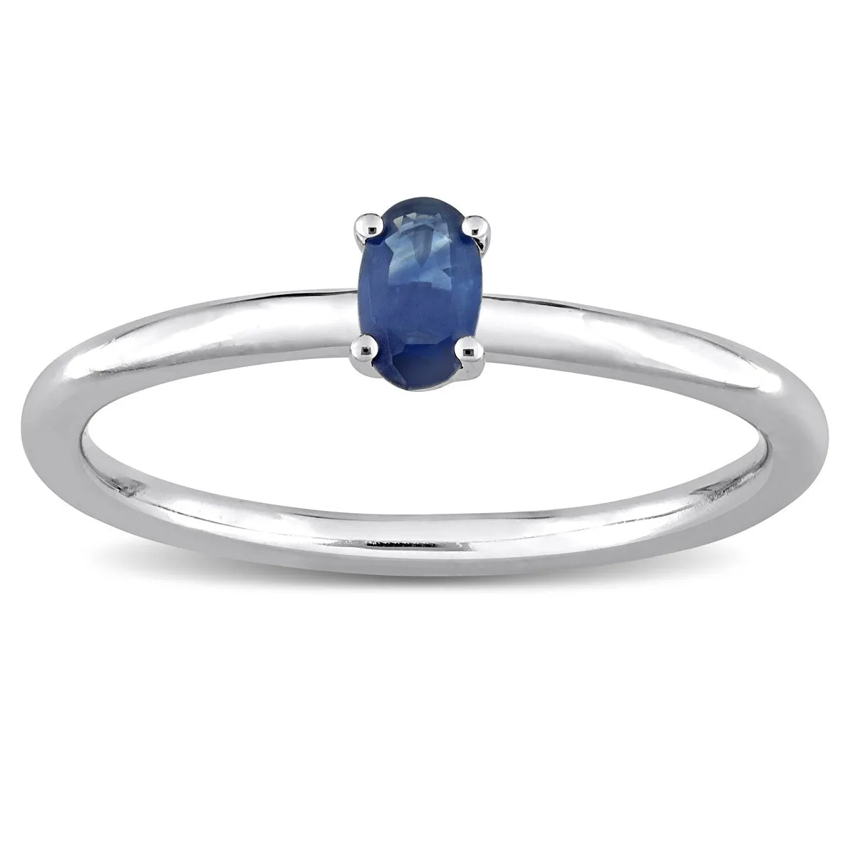 Miadora 10k White Gold Blue Sapphire Solitaire Stackable Oval Ring sold by Zulily