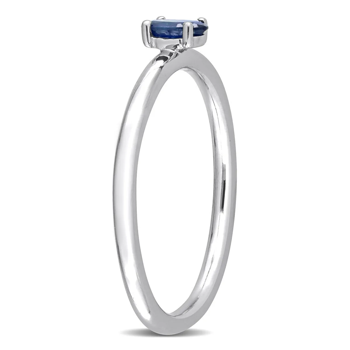 Miadora 10k White Gold Blue Sapphire Solitaire Stackable Oval Ring sold by Zulily product image thumbnail 2