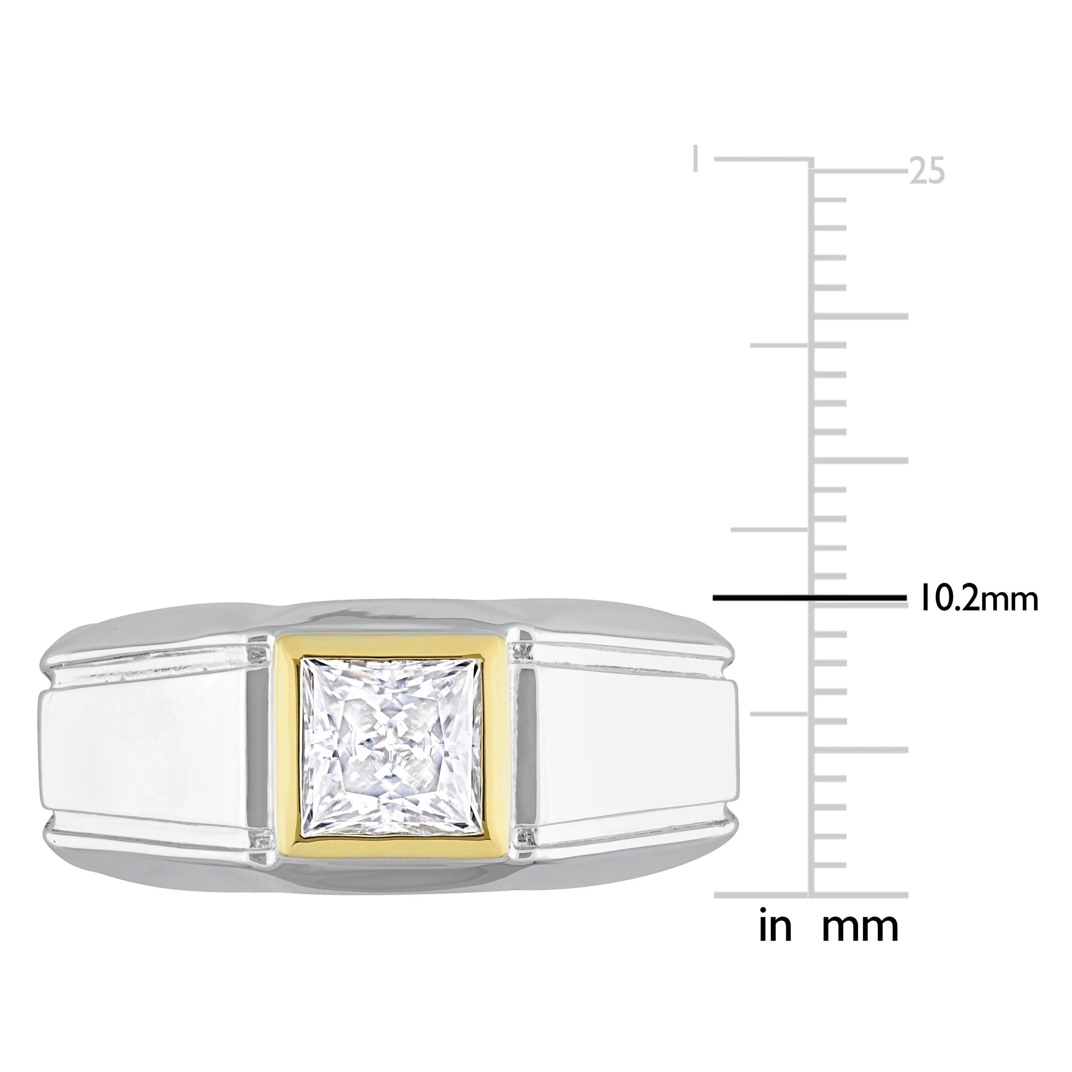 Miadora 1 1/5ct TDW Moissanite Solitaire Mens Ring in Two-Tone Sterling Silver sold by Zulily product image thumbnail 3