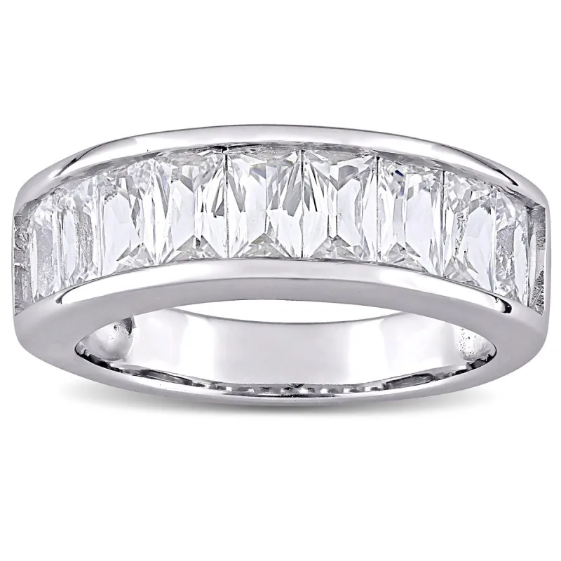 Miadora Sterling Silver Baguette-cut Created White Sapphire Anniversary Band Ring sold by Zulily