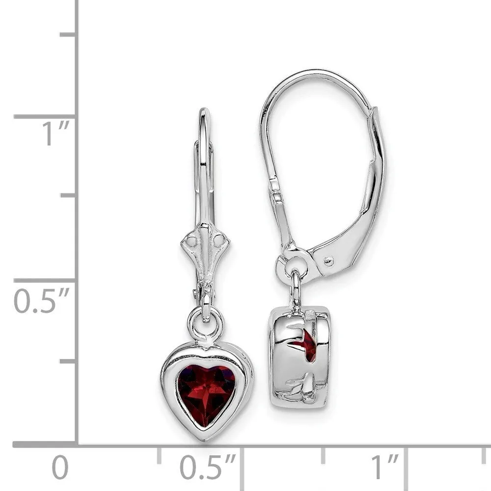 Curata 925 Sterling Silver 25x7mm Bezel 6mm Heart Garnet Leverback Earrings sold by Zulily product image thumbnail 2