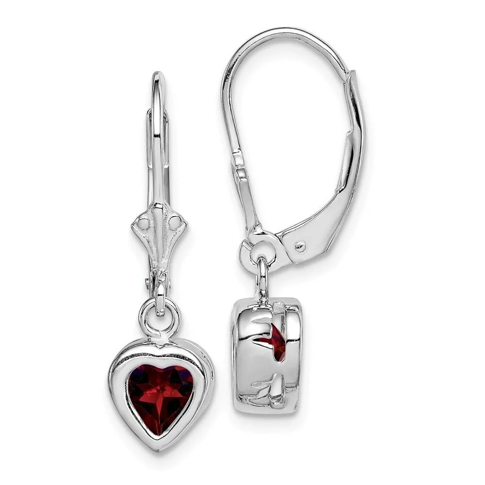 Curata 925 Sterling Silver 25x7mm Bezel 6mm Heart Garnet Leverback Earrings sold by Zulily