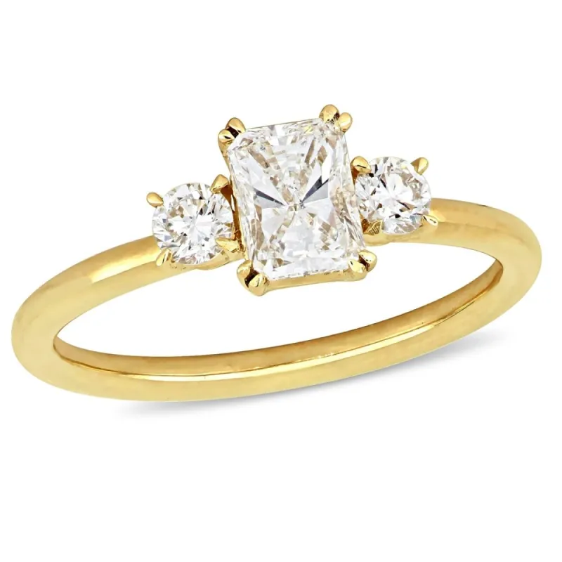 Miadora 14k Yellow Gold 1ct TDW Radiant-cut Diamond 3-Stone Engagement Ring sold by Zulily