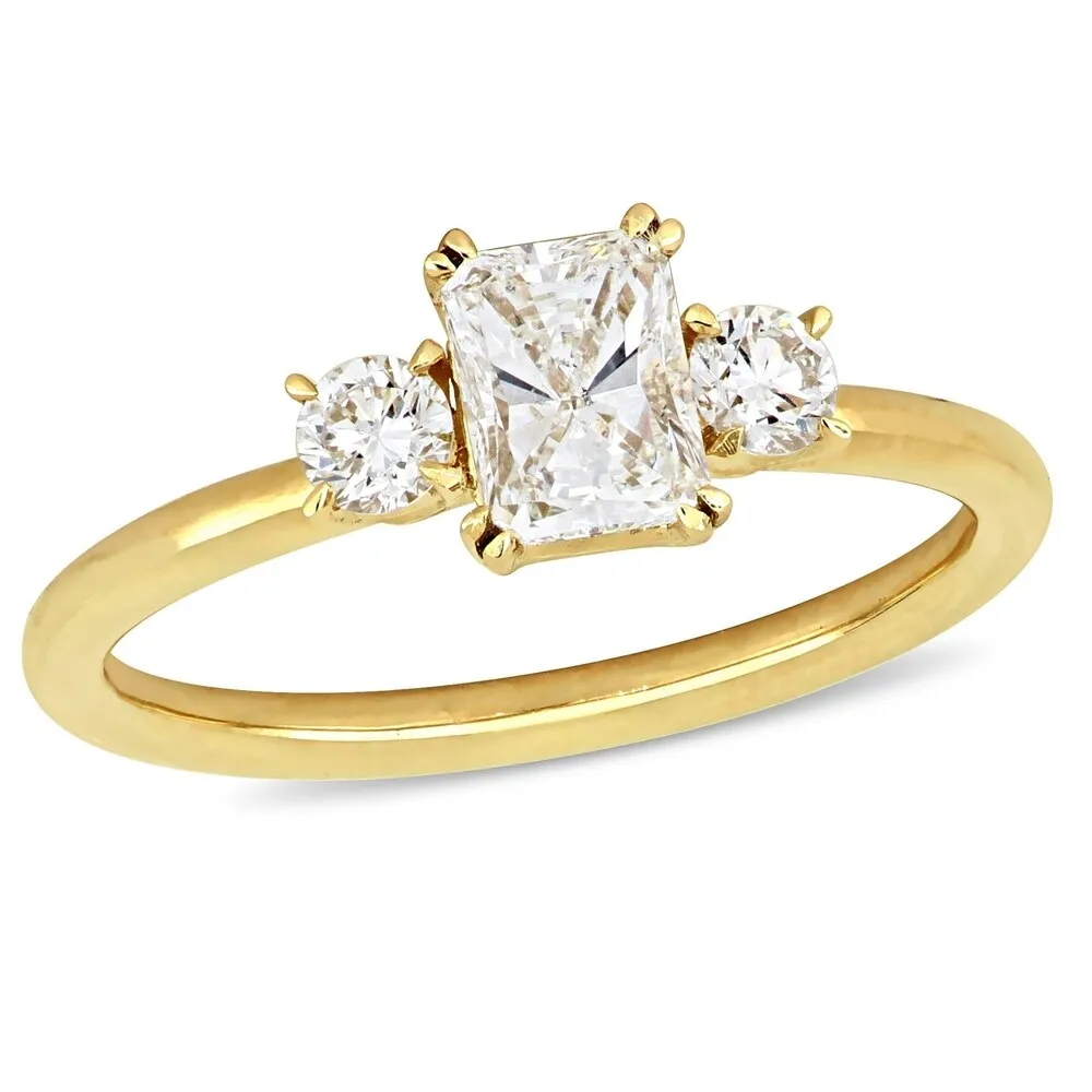 Miadora 14k Yellow Gold 1ct TDW Radiant-cut Diamond 3-Stone Engagement Ring sold by Zulily