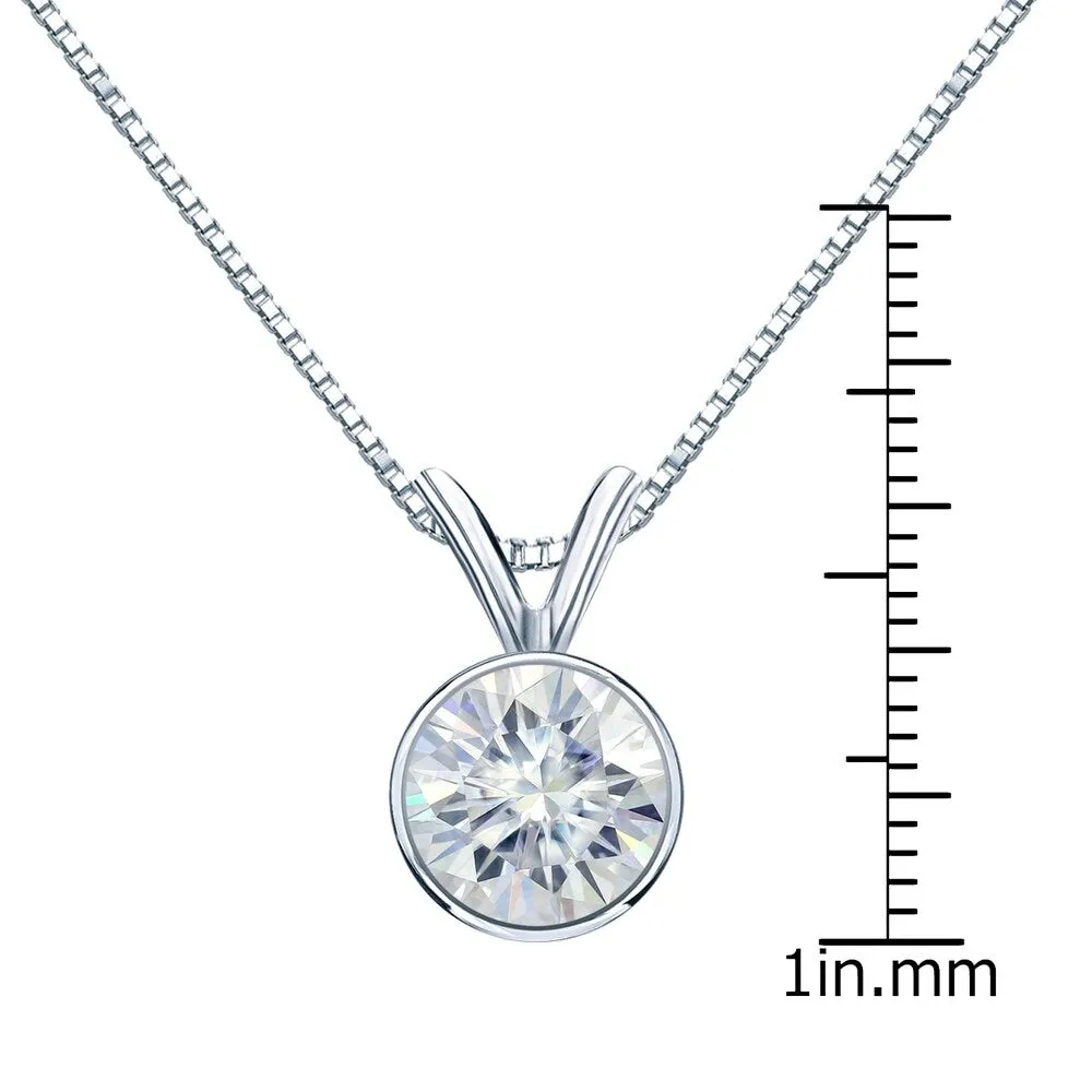 Auriya Platinum 3 1/2ct TW Round Bezel-set Moissanite Necklace Solitaire - 9.8 mm sold by Zulily product image thumbnail 3