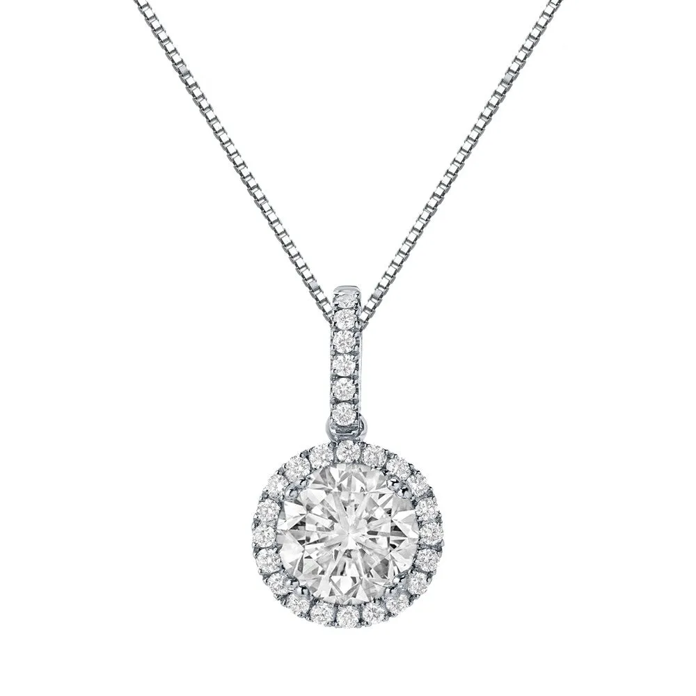Auriya 14k Gold 2 1/4ct TDW Round Halo Diamond Necklace sold by Zulily product image thumbnail 2