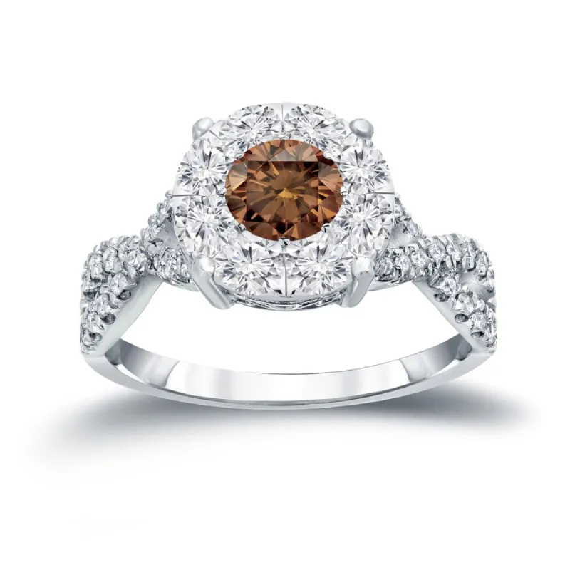 Auriya 1 carat TW Infinity Brown Diamond Halo Engagement Ring 14k Gold sold by Zulily