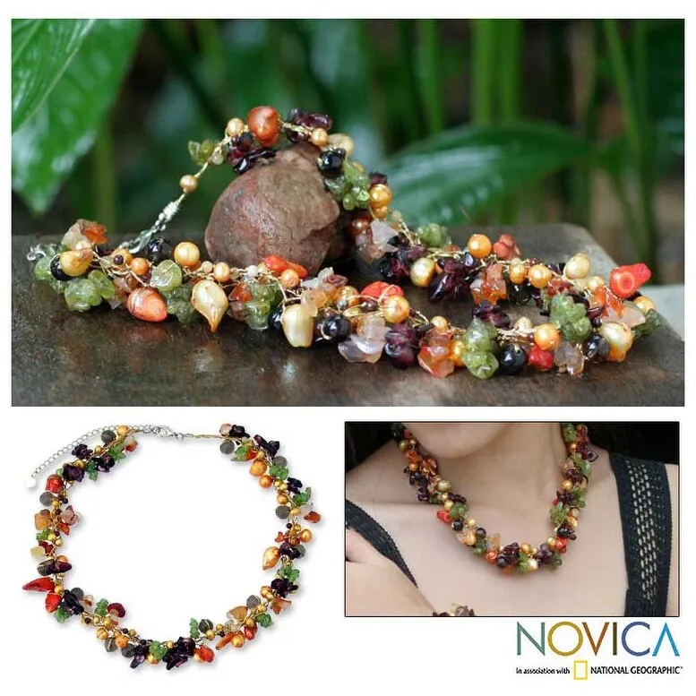 Novica Handmade Cascade Pearl And Chalcedony Beaded Necklace sold by Zulily product image thumbnail 2