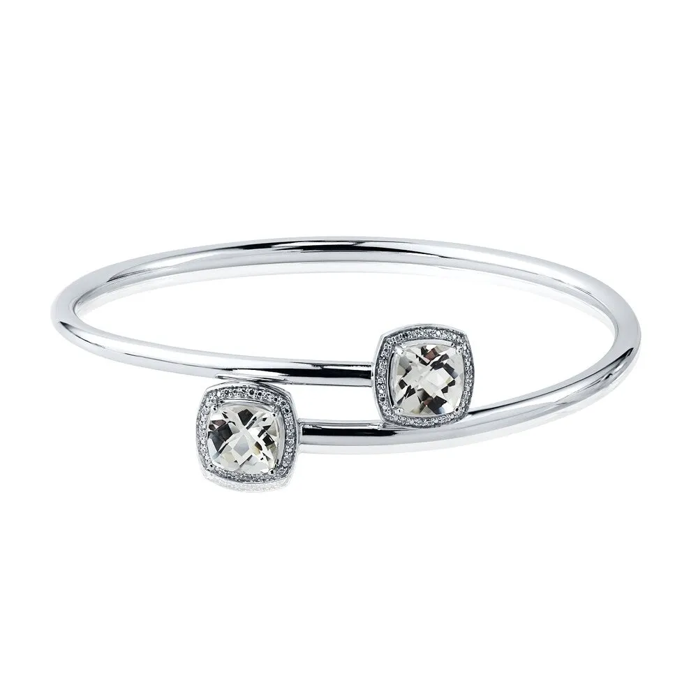 Auriya 5ct Cushion-Cut White Topaz Gold over Silver Bangle Bracelet with Diamond Accents sold by Zulily